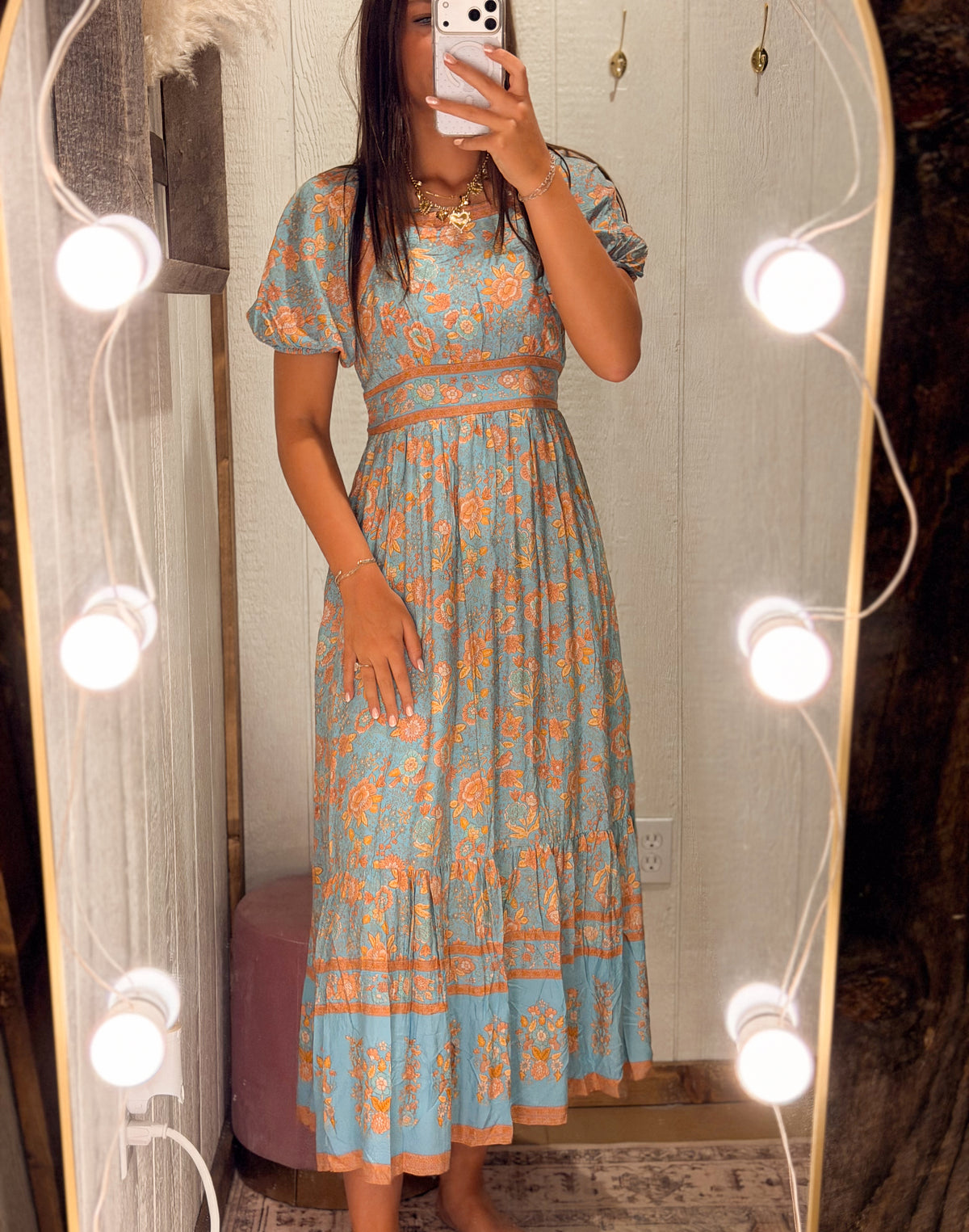 Border Print Maxi Dress